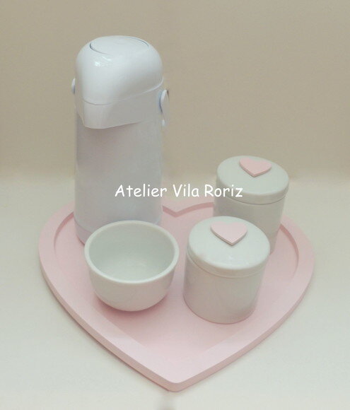 Kit Higiene Bandeja Coração 5 Peças