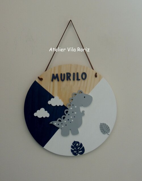 Porta Maternidade Placa Dinossouro Marinho