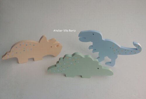 Adorno Madeira Trio Dinossauros M