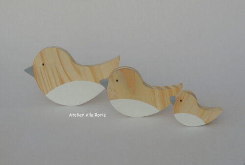 Adorno Trio Passarinhos  Pinus