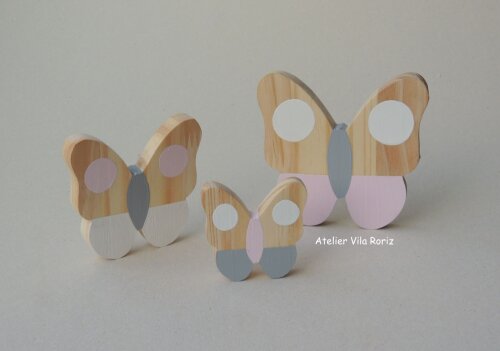 Adorno Trio Borboletas  Pinus