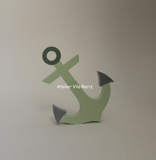 Adorno Madeira Âncora Tons de Verde