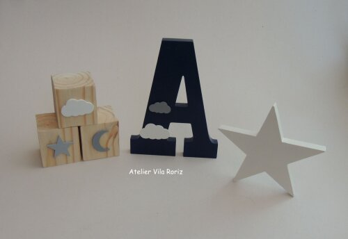 Kit Adornos: Nuvem Arcos e Letra Inicial 15 cm - Cópia