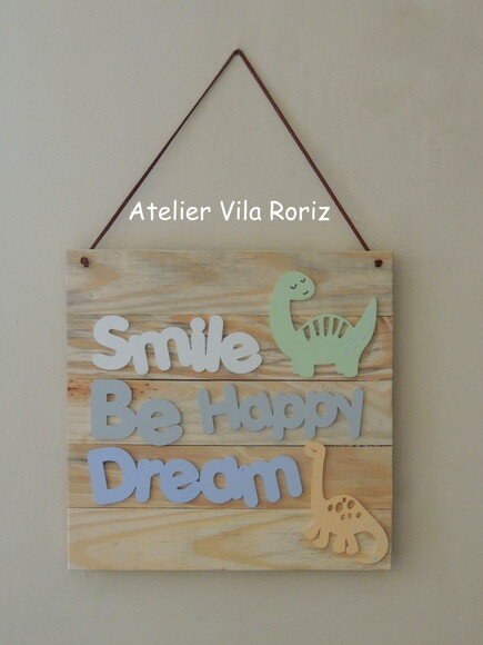 Quadro Placa Pinus Smile Dinossauros