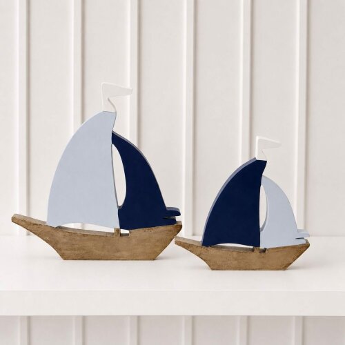 Adorno Madeira Dupla de Barcos