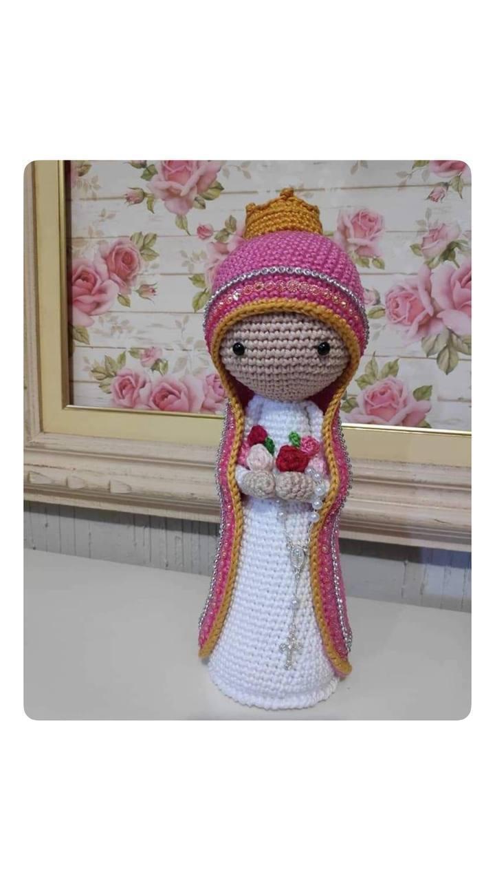 Nossa Senhora Aparecida Amigurumi Alongada Rosa