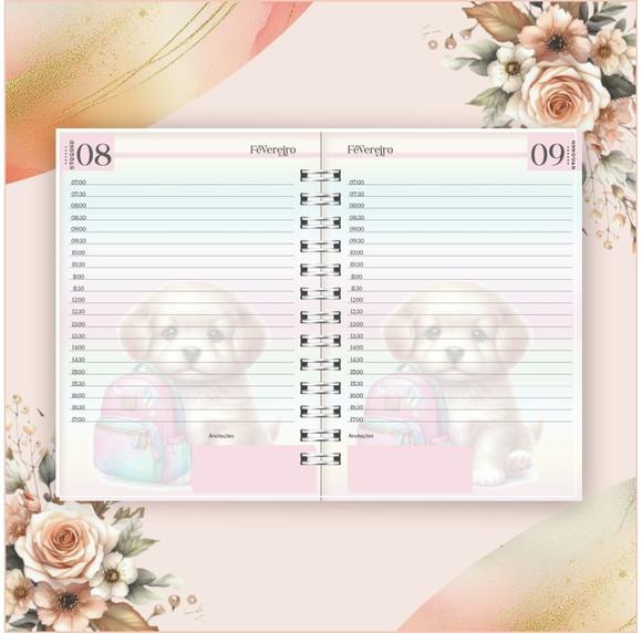 Arquivo Digital Combo Agenda Escolar Cachorrinho Aquarelado
