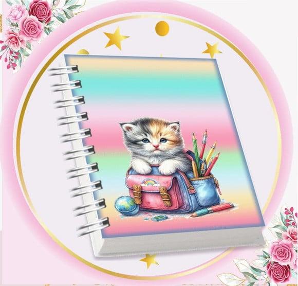 Arquivo Digital Combo Agenda Escolar Gatinho Aquarela 01