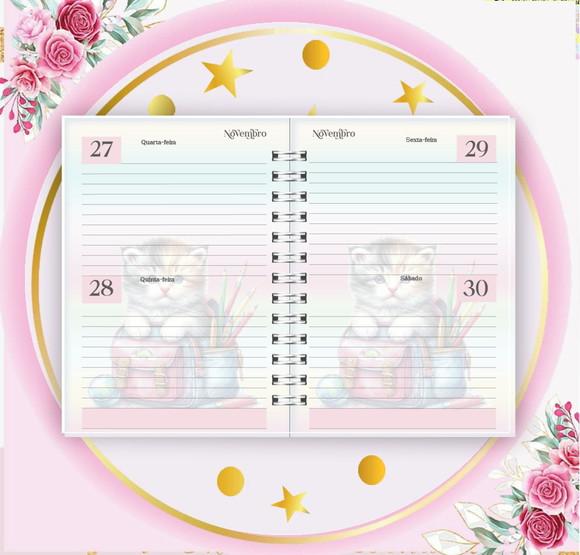 Arquivo Digital Combo Agenda Escolar Gatinho Aquarela 01