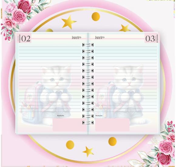 Arquivo Digital Combo Agenda Escolar Gatinho Aquarela 04
