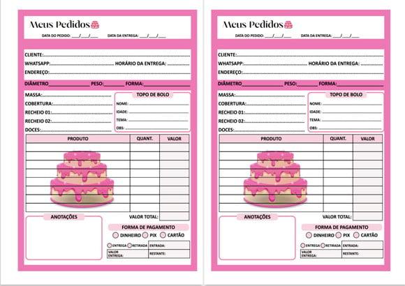 Caderno De Pedidos Confeitaria - Arquivo Digital