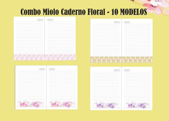 Combo Miolo Caderno Floral - 10 MODELOS