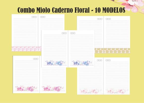 Combo Miolo Caderno Floral - 10 MODELOS