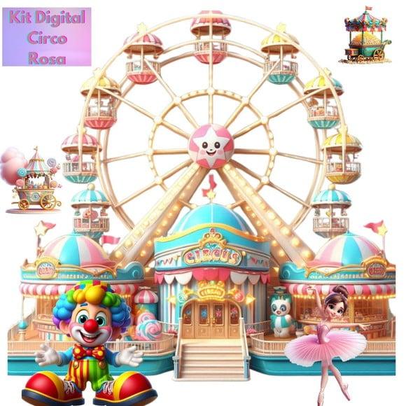 Kit Digital Circo Rosa