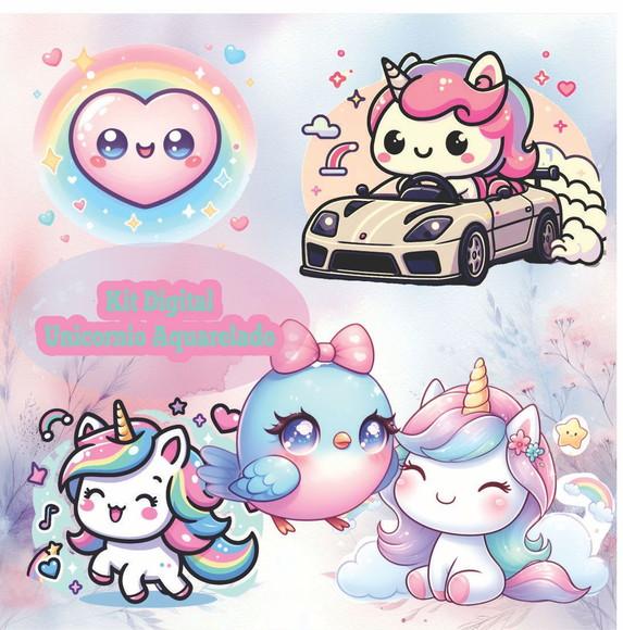 Kit Digital de Unicórnio Kawaii