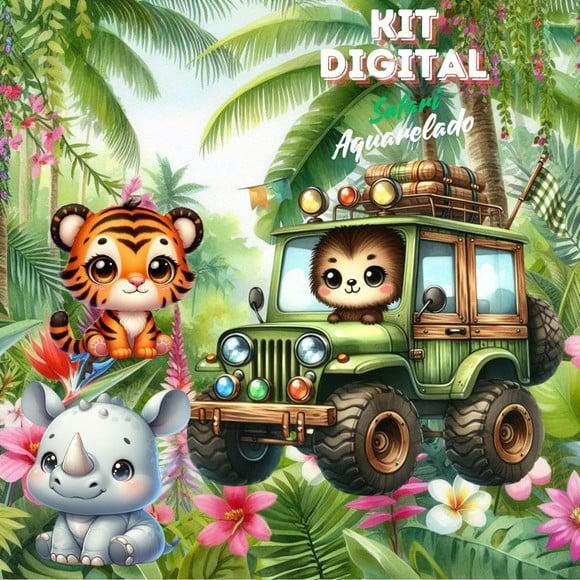 Kit Digital Safari Aquarelado