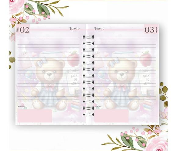 Volta à Aulas Arquivo Digital Combo Agenda Ursa 2 Aquarelado