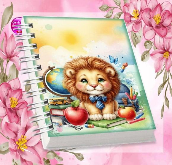 Volta às Aulas Arquivo Digital Combo Agenda Leão, Aquarelado