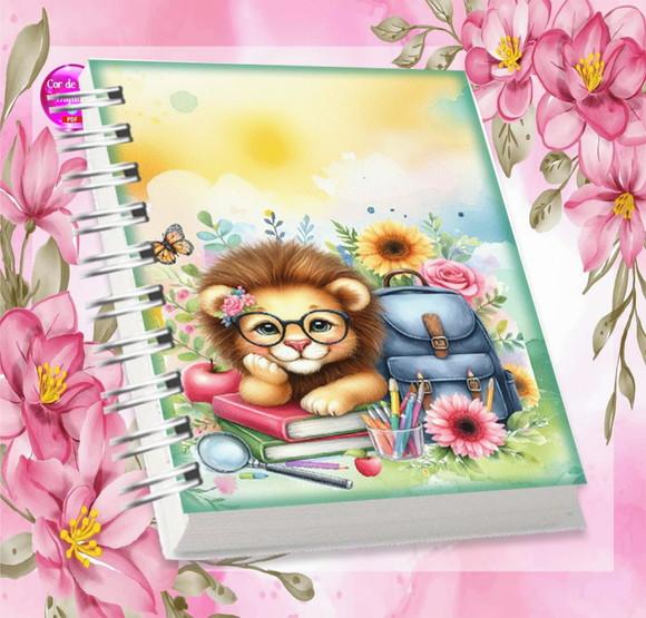 Volta às Aulas Arquivo Digital Combo Agenda Leão, Aquarelado