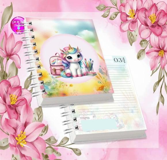 Volta às Aulas Arquivo Digital Combo Agenda Unicornio