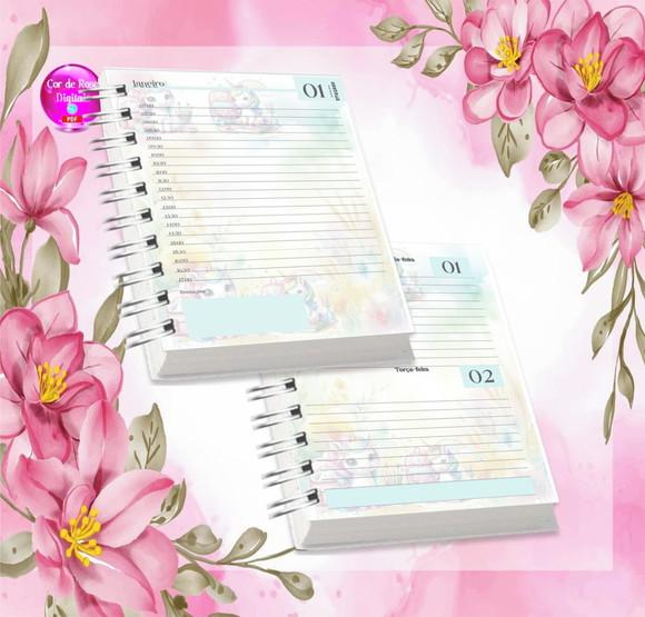 Volta às Aulas Arquivo Digital Combo Agenda Unicornio