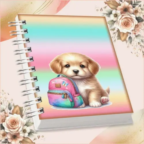 Arquivo Digital Combo Agenda Escolar Cachorrinho Aquarelado