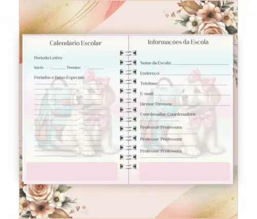 Arquivo Digital Combo Agenda Escolar Cachorrinho Aquarela 05