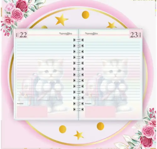 Arquivo Digital Combo Agenda Escolar Gatinho Aquarela 04