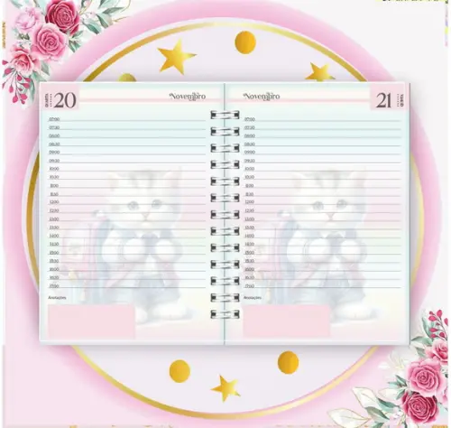 Arquivo Digital Combo Agenda Escolar Gatinho Aquarela 04