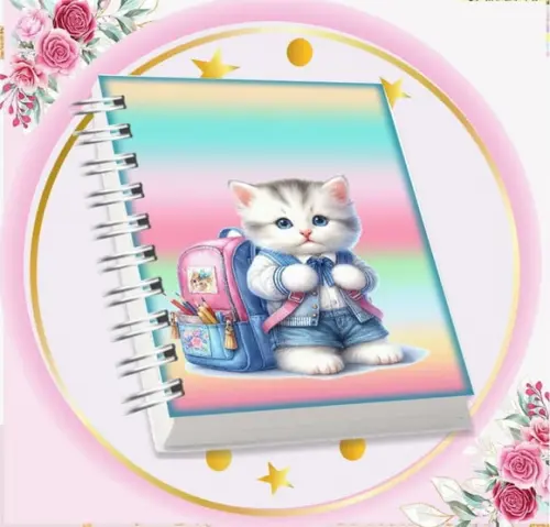 Arquivo Digital Combo Agenda Escolar Gatinho Aquarela 04