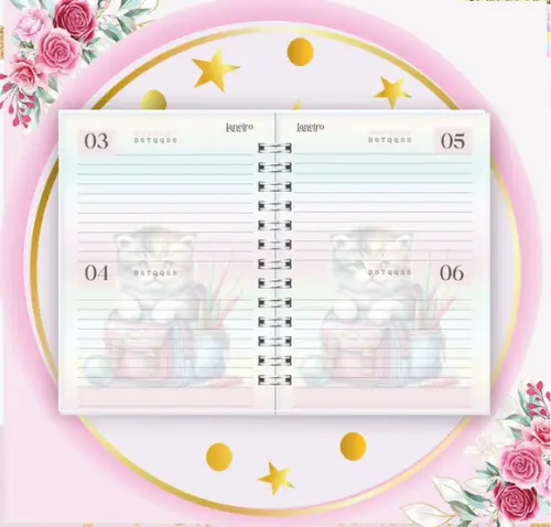 Arquivo Digital Combo Agenda Escolar Gatinho Aquarela 01