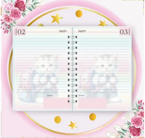 Arquivo Digital Combo Agenda Escolar Gatinho Aquarela 04
