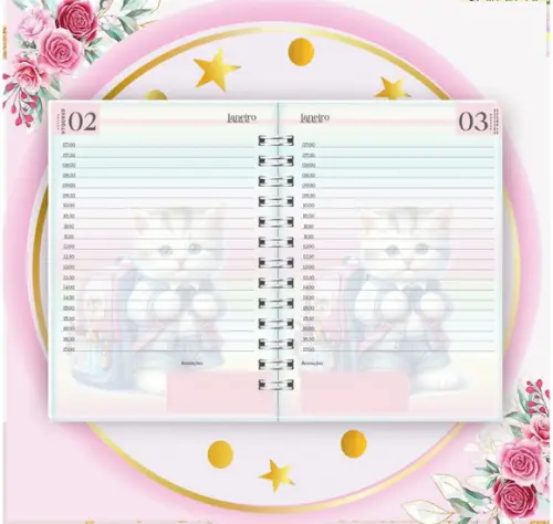 Arquivo Digital Combo Agenda Escolar Gatinho Aquarela 04