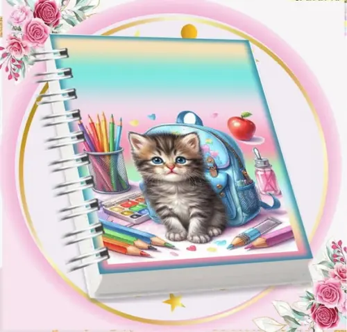 Arquivo Digital Combo Agenda Escolar Gatinho Aquarela 03