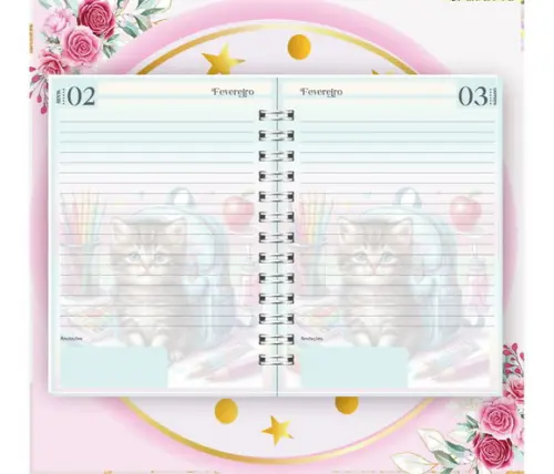 Arquivo Digital Combo Agenda Escolar Gatinho Aquarela 03