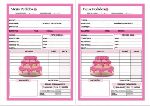 Caderno De Pedidos Confeitaria - Arquivo Digital