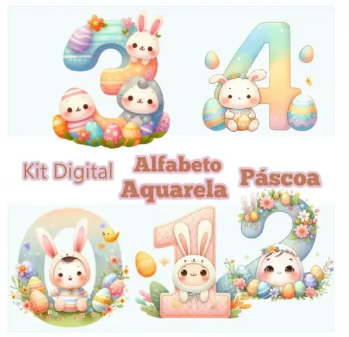 Kit Digital Alfabeto Páscoa Aquarela