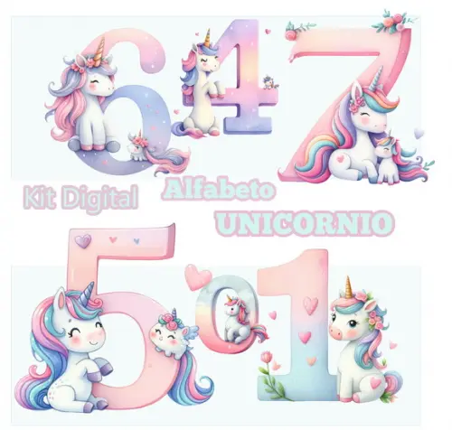 Kit Digital Alfabeto Unicornio, Dia dos Namorados 001