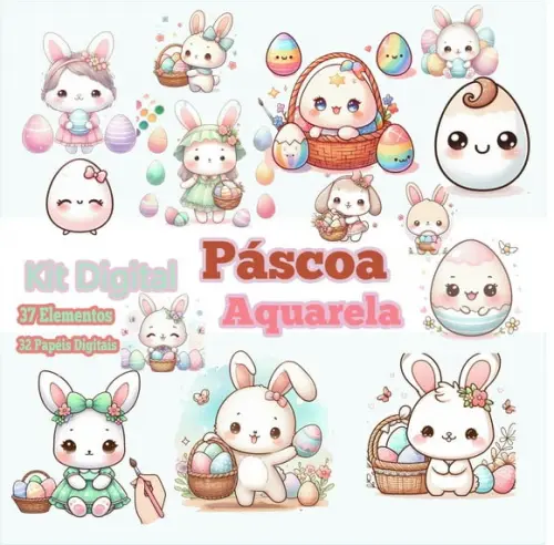 Kit Digital Páscoa Aquarela