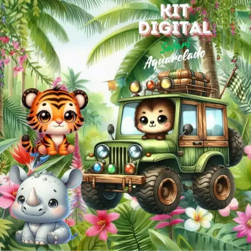 Kit Digital Safari Aquarelado