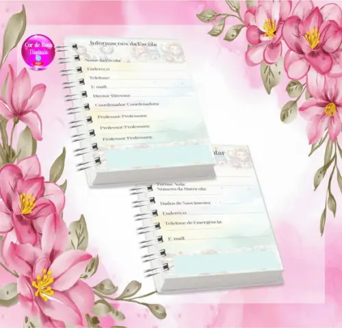 Volta às Aulas Arquivo Digital Combo Agenda Leão, Aquarelado
