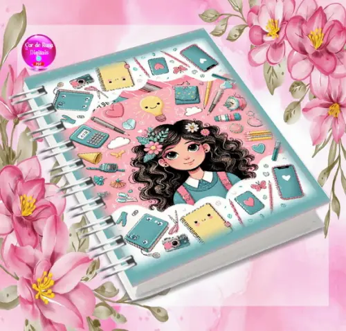 Volta às Aulas Arquivo Digital Combo Agenda Menina 01