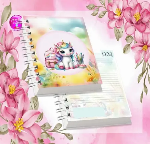 Volta às Aulas Arquivo Digital Combo Agenda Unicornio