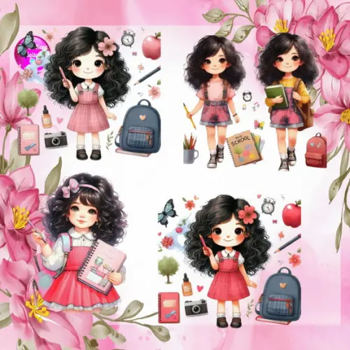 Volta às Aulas Kit Digital com 36 Personagens e 19 Elementos