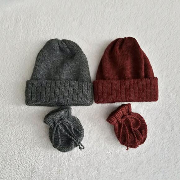 Combo Dois Kits Touca e Luvas em Tricô e Crochê Bebê