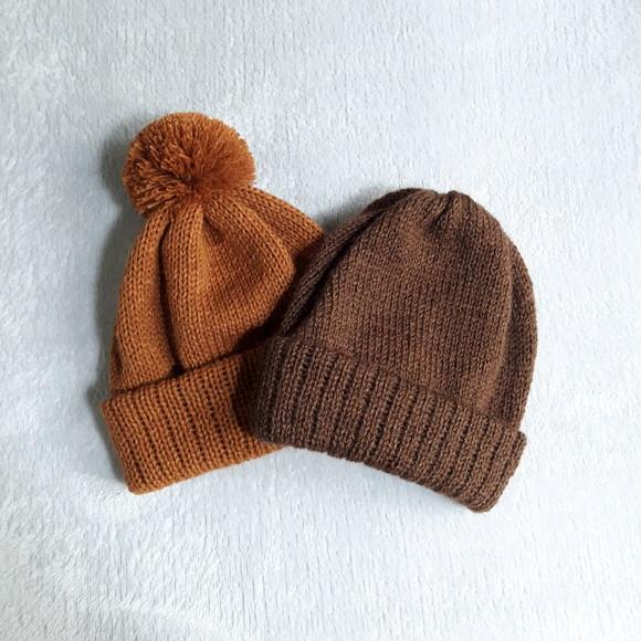 Combo Touca Gorro Bebê Caramelo e Marrom