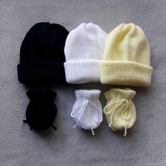 Combo Touca Gorro e Luvinhas Bebê Maternidade