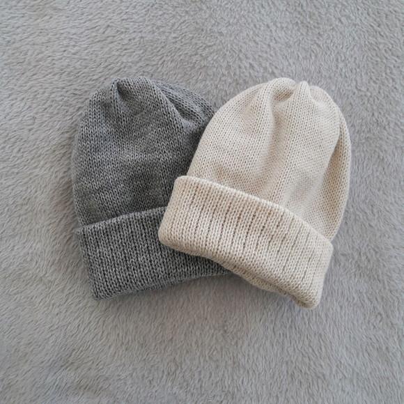 Combo Touca Gorro Infantil Cinza e Bege Claro