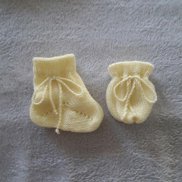 Meias e luvas para bebê rn amarelo bebê