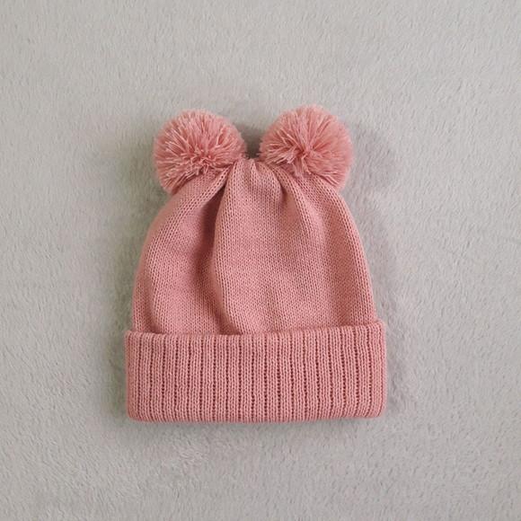 Touca com Pompons Rosê 6 a 9 Meses